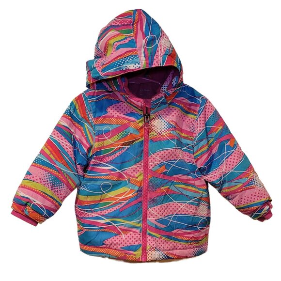 LL Bean Pink Vintage-Style Sweater-Print Puffer Jacket, Youth Size 2T Thinsulate - Picture 10 of 10